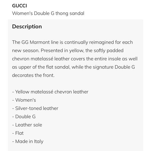 Gucci Marmont Chevron Double G 38/ US 8 Thong Sandals Lime Yellow Leather NIB - Picture 14 of 14